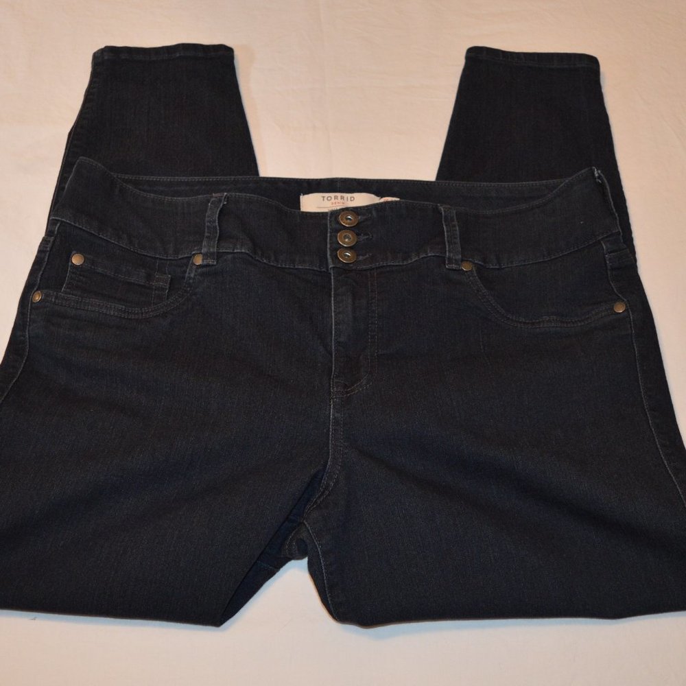 Torrid Dark Wash Denim Jeggings Size 20R 3 Button Zip Leggings Jeans